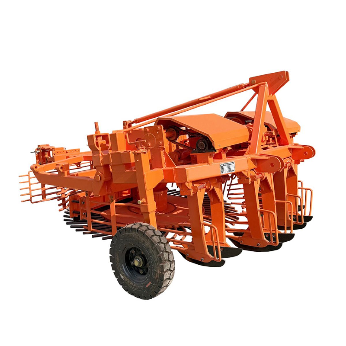 Four row plow blade lifting and pulling machine